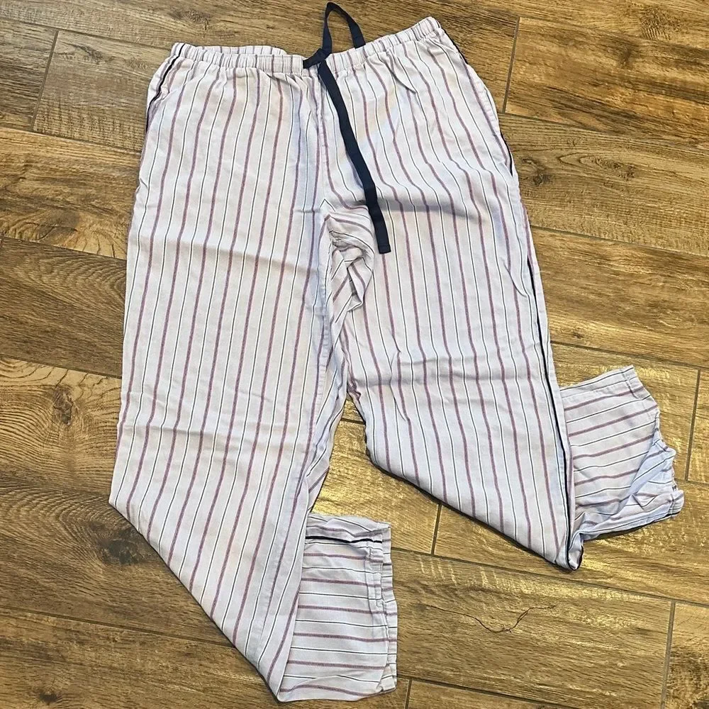 Victoria's Secret White Pajama Pants with Black and Red Stripes